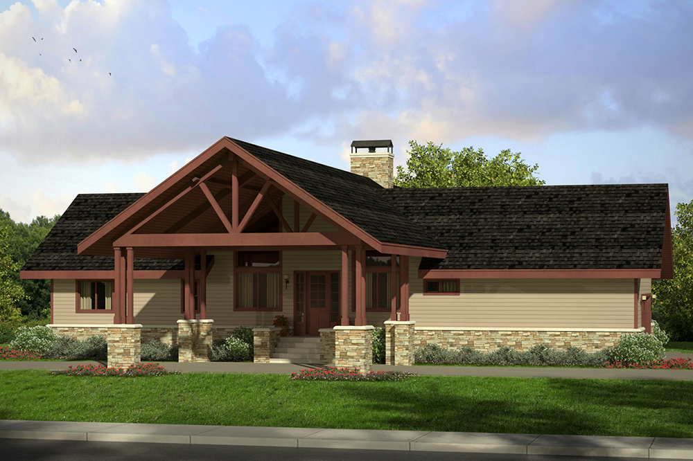 Front elevation of Cottage home (ThePlanCollection: House Plan #108-1807)