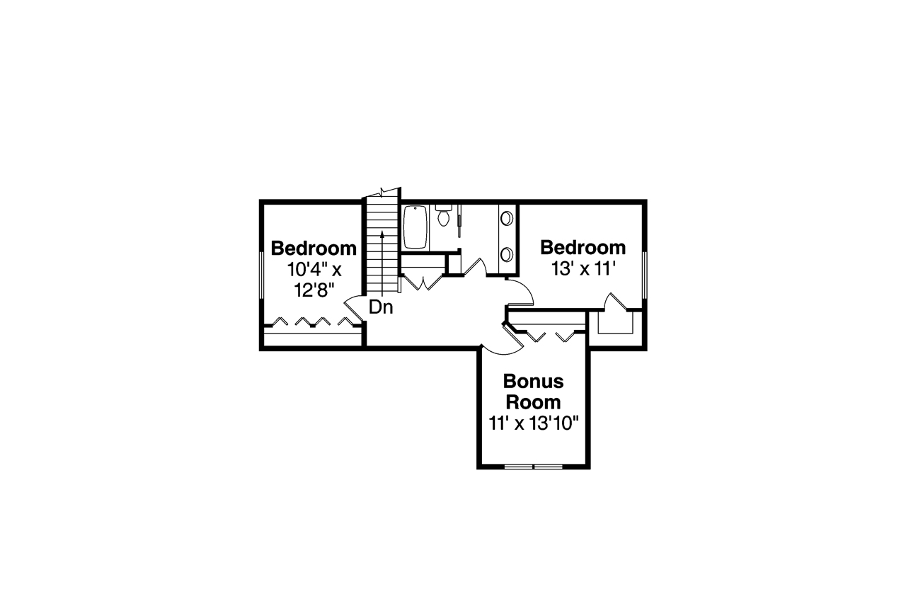 Floor Plan Second Story of Craftsman Plan #108-1809