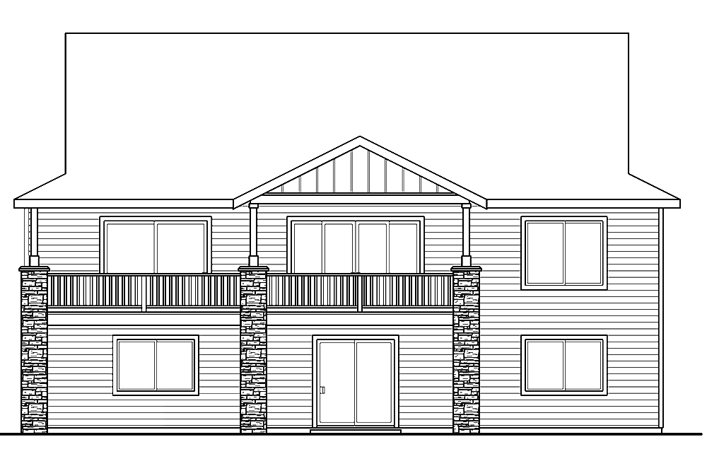 Home Plan Rear Elevation of this 3-Bedroom,2537 Sq Ft Plan -108-1809