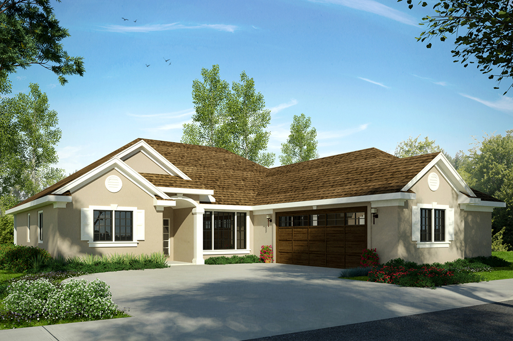 Front elevation of Mediterranean home (ThePlanCollection: House Plan #108-1810)