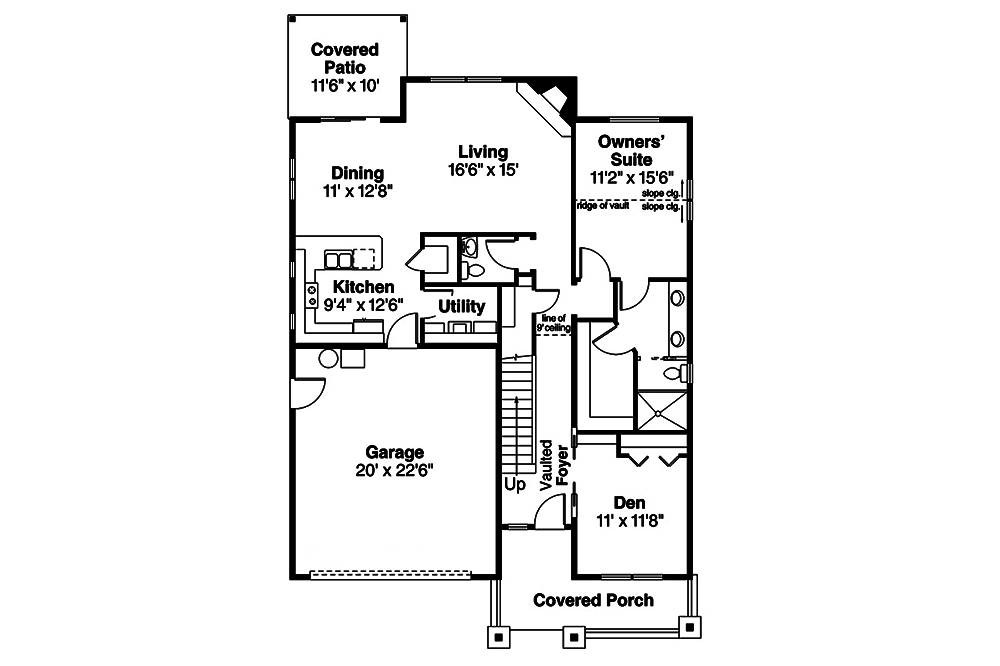 Floor Plan First Story of Cottage Plan #108-1812