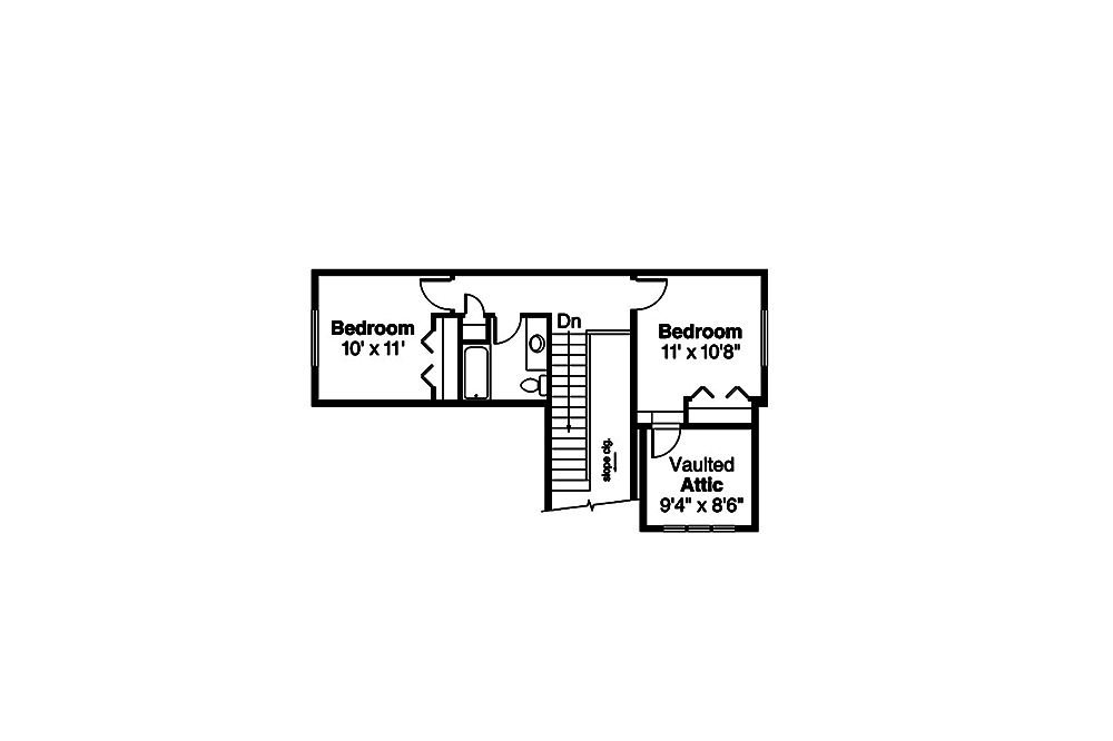 Floor Plan Second Story of Cottage Plan #108-1812