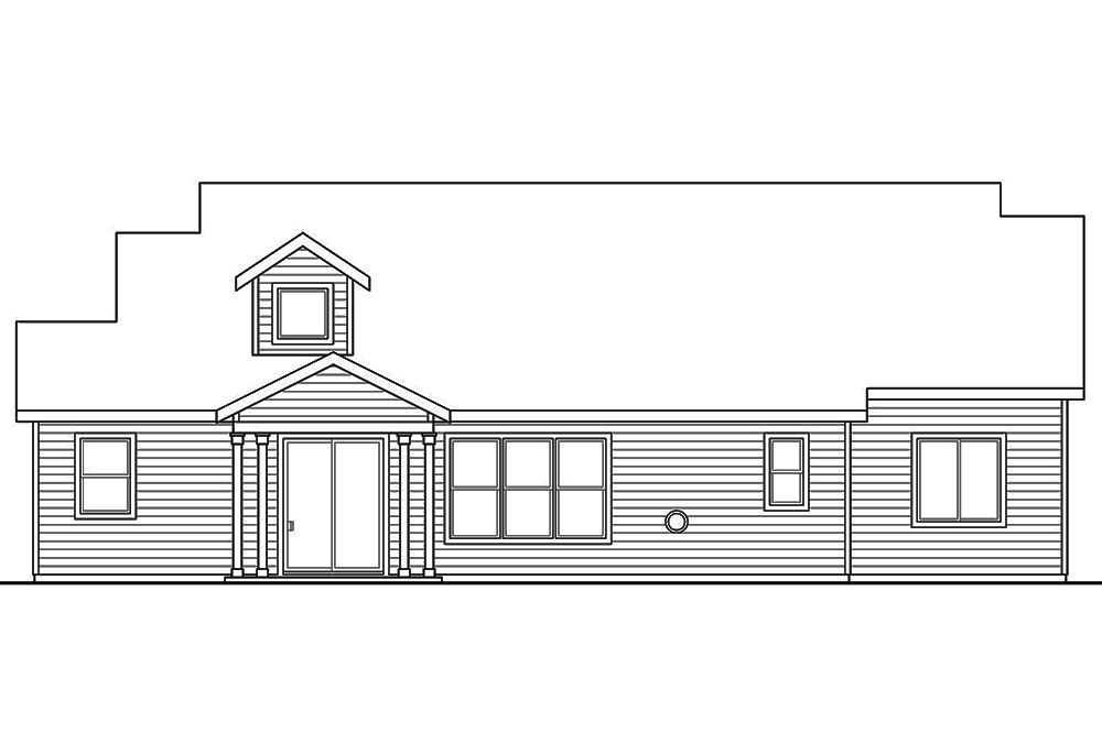 Home Plan Rear Elevation of this 3-Bedroom,1791 Sq Ft Plan -108-1813