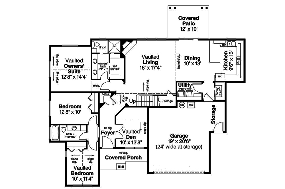 Floor Plan First Story of Craftsman Plan #108-1813