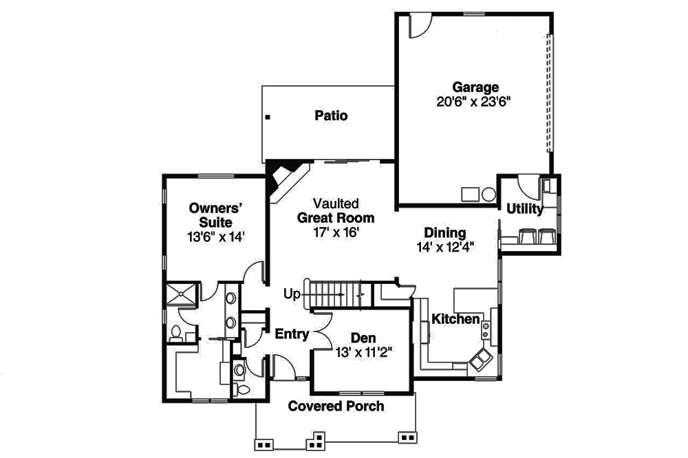 Floor Plan First Story of Country Plan #108-1814