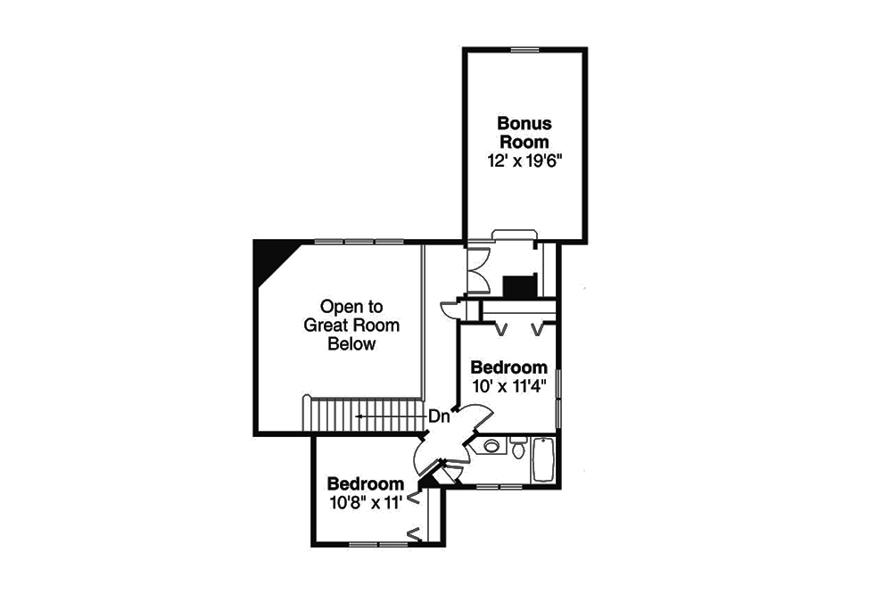 Floor Plan Second Story of Country Plan #108-1814