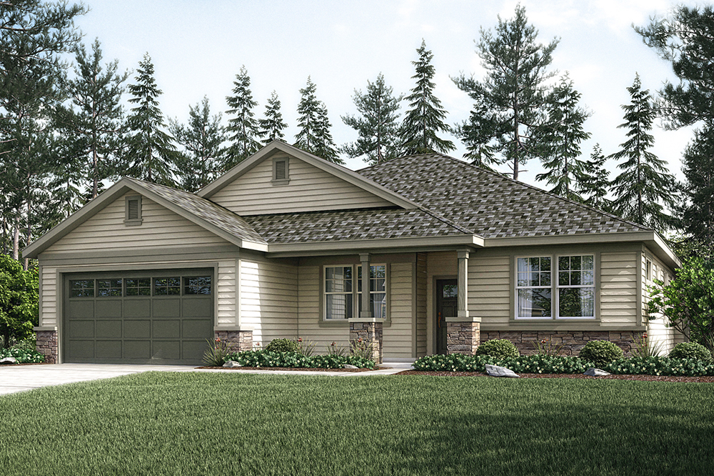 Front elevation of Ranch home (ThePlanCollection: House Plan #108-1815)
