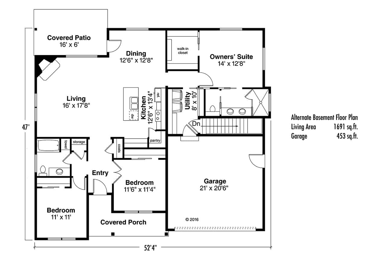Main Level of Ranch Plan #108-1816