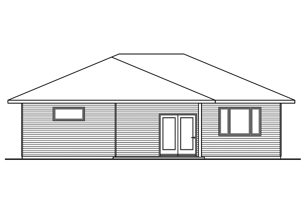 Home Plan Rear Elevation of this 2-Bedroom,1611 Sq Ft Plan -108-1821