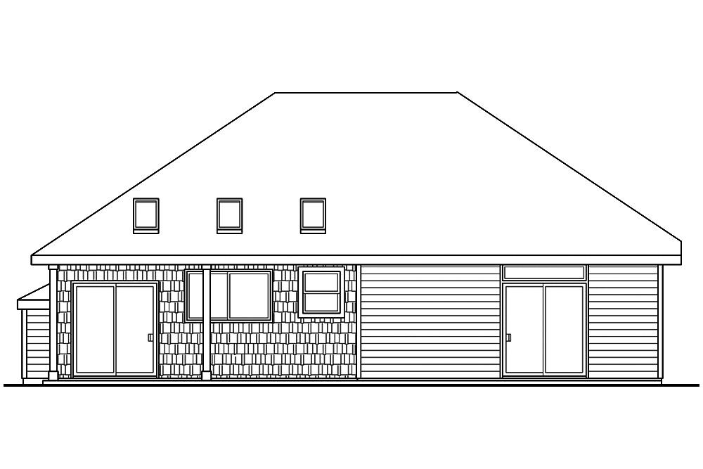 Home Plan Rear Elevation of this 4-Bedroom,1753 Sq Ft Plan -108-1824