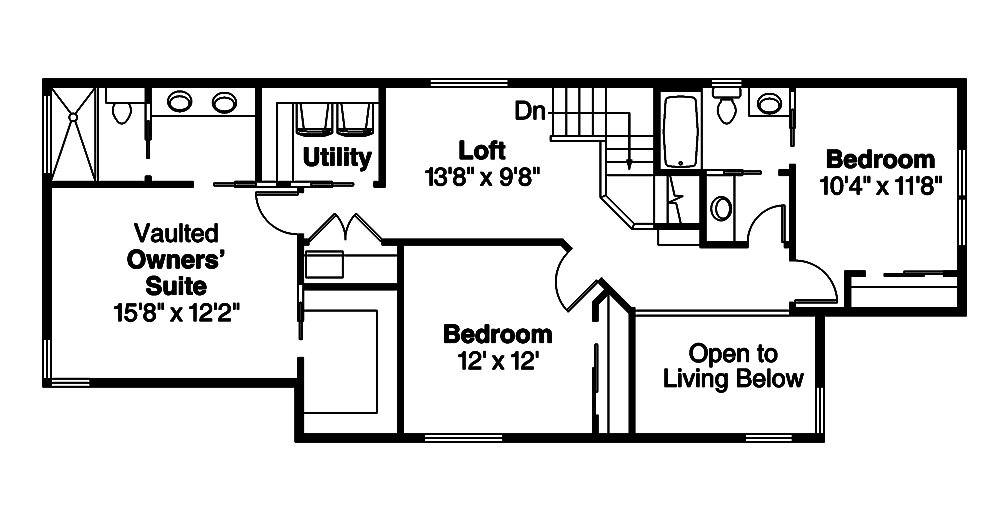 Floor Plan Second Story of Contemporary Plan #108-1827