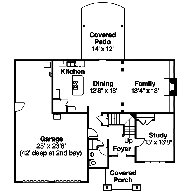 Floor Plan First Story of Country Plan #108-1828