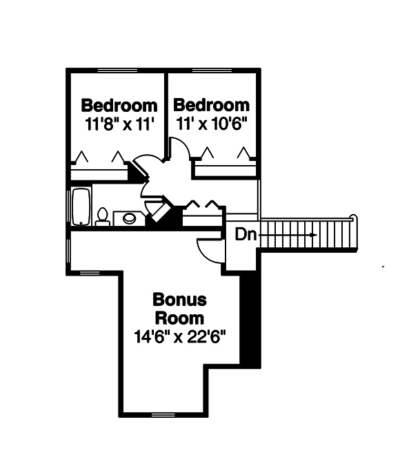 Floor Plan Second Story of Country Plan #108-1829