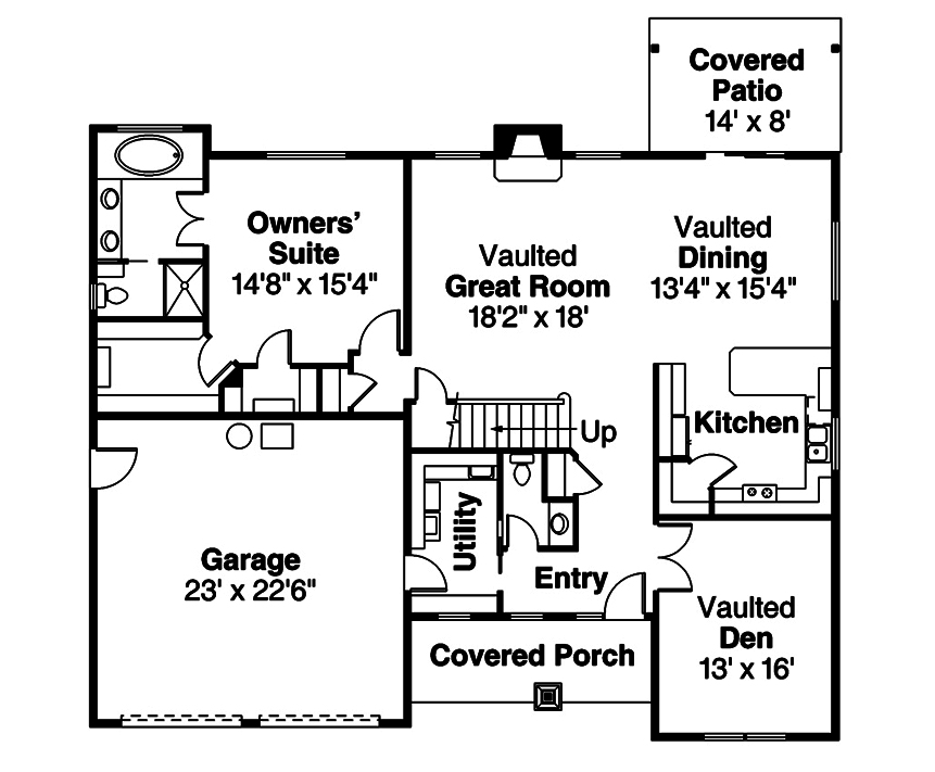 Floor Plan First Story of Country Plan #108-1829