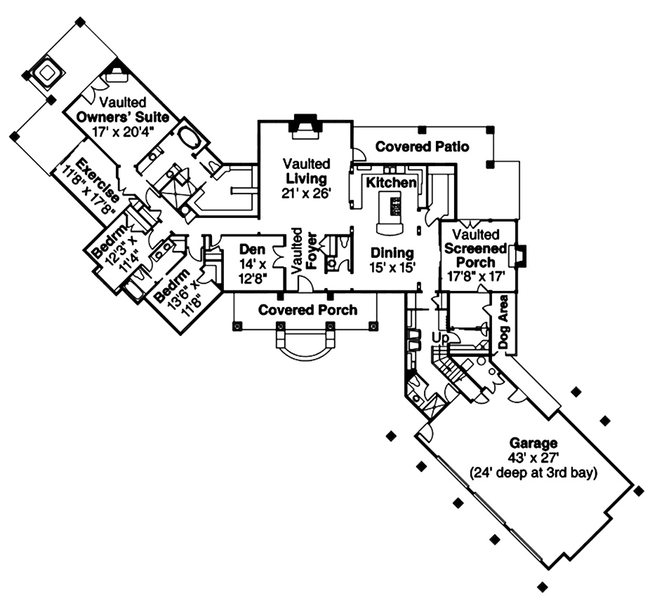 Floor Plan First Story of Country Plan #108-1831