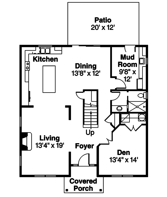 Floor Plan First Story of Traditional Plan #108-1832