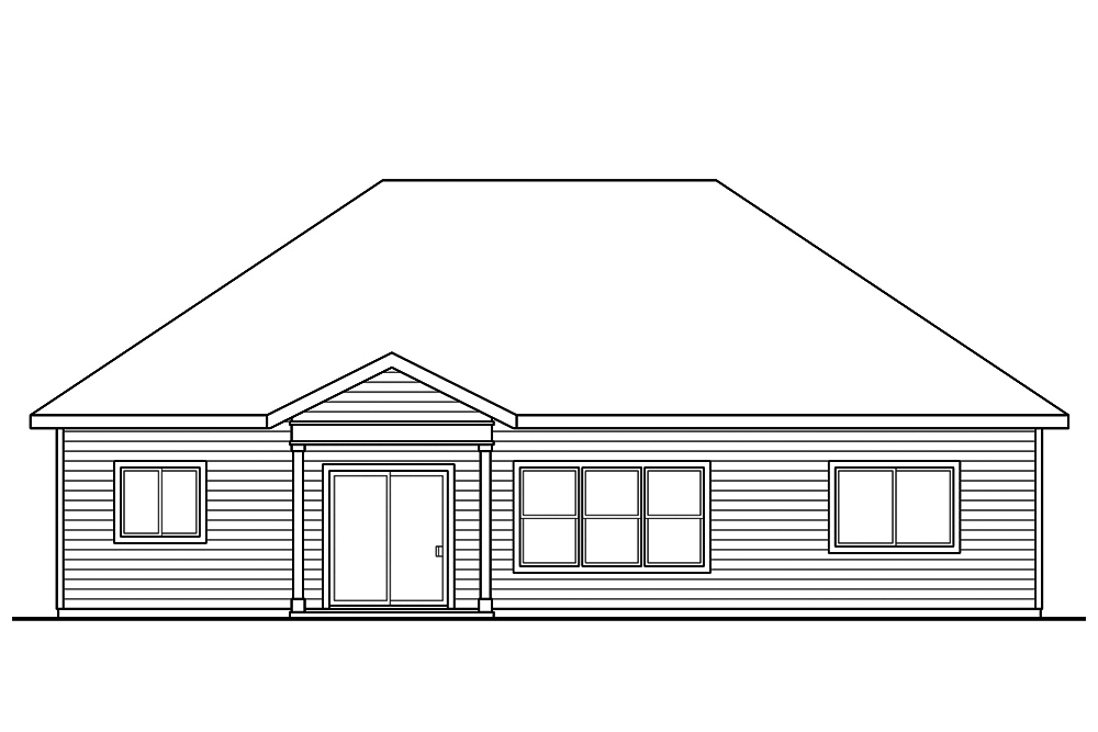 Home Plan Rear Elevation of this 3-Bedroom,1820 Sq Ft Plan -108-1835