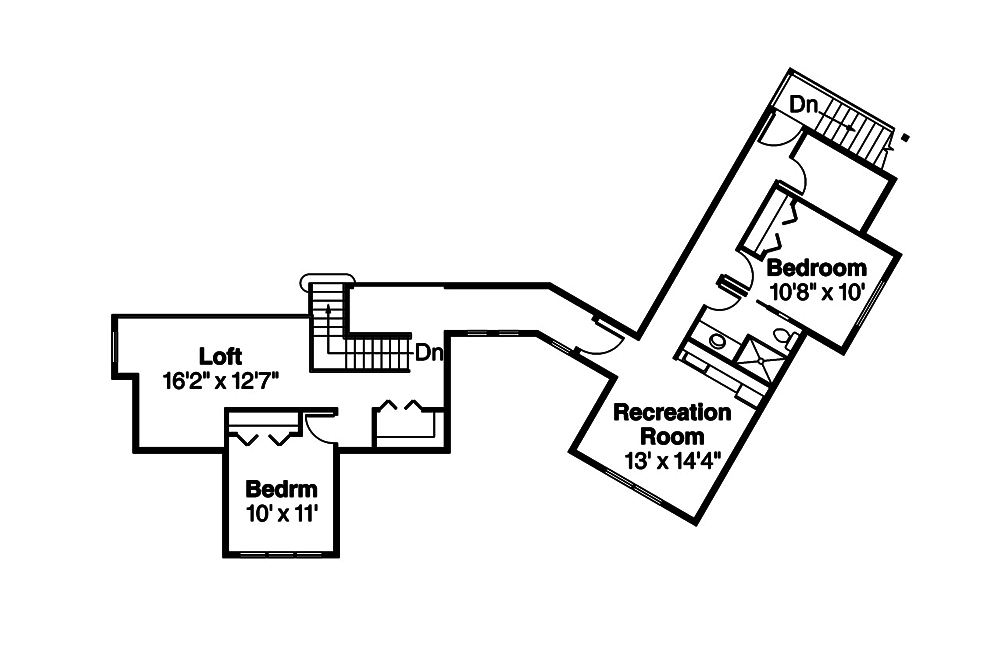 Floor Plan Second Story of Craftsman Plan #108-1836