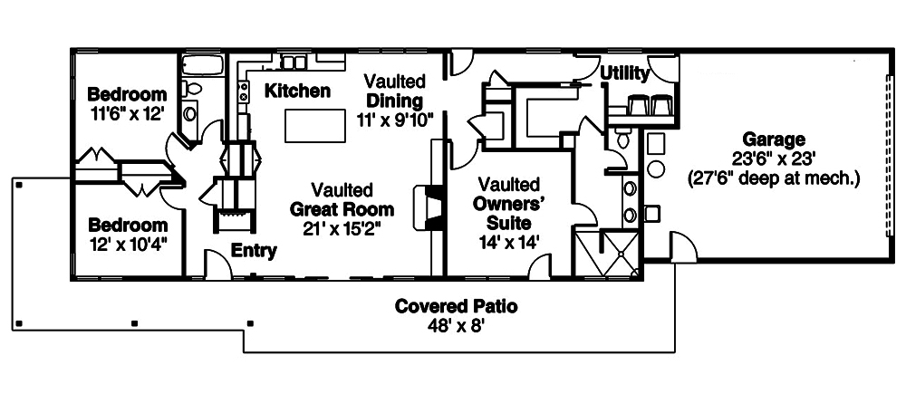 Floor Plan First Story of Contemporary Plan #108-1840
