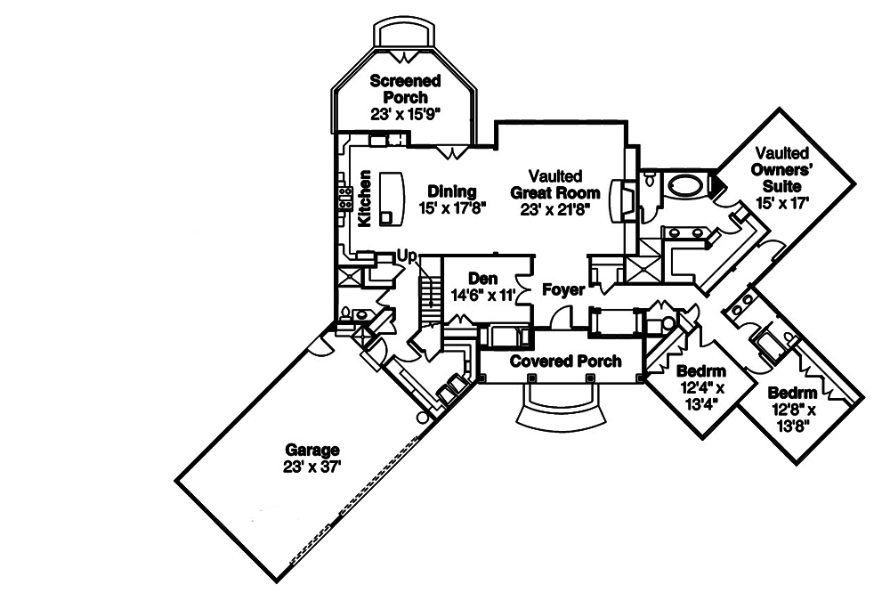Floor Plan First Story of Country Plan #108-1843