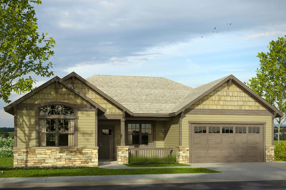 Front elevation of Cottage home (ThePlanCollection: House Plan #108-1844)