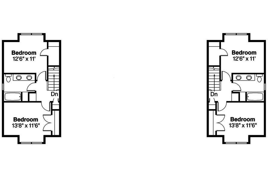Floor Plan Second Story of Multi-Unit Plan #108-1845