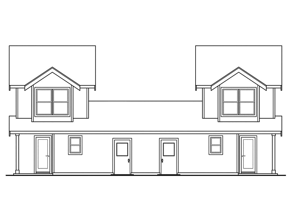 Home Plan Rear Elevation of this 2-Bedroom,1071 Sq Ft Plan -108-1845