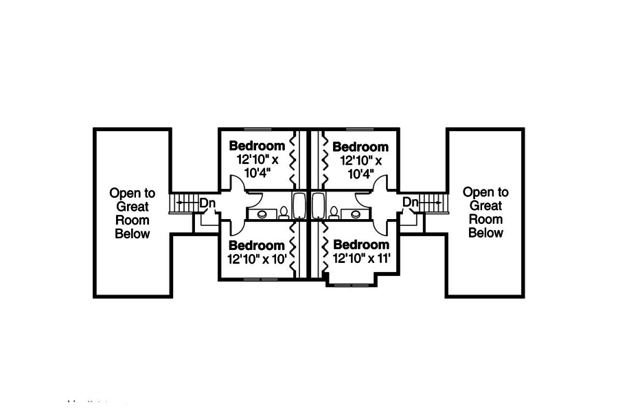 Floor Plan Second Story of Multi-Unit Plan #108-1846