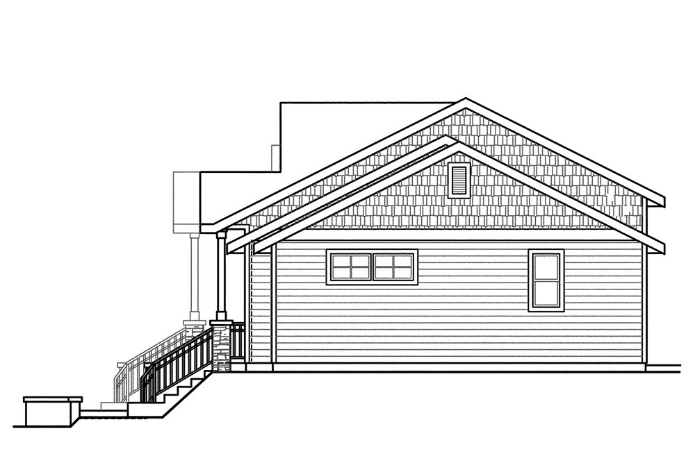 Home Plan Right Elevation of this 3-Bedroom,1468 Sq Ft Plan -108-1846