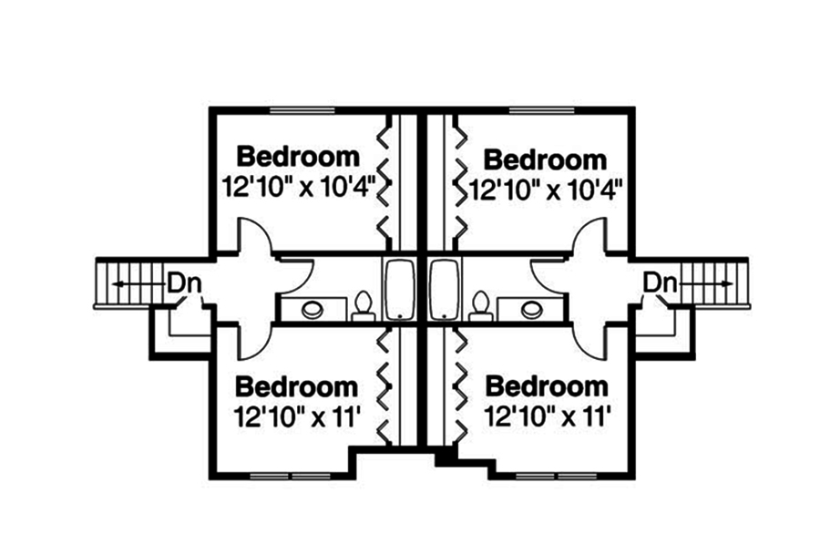 Floor Plan Second Story of Multi-Unit Plan #108-1847