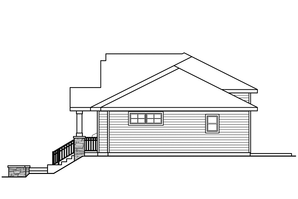 Home Plan Right Elevation of this 3-Bedroom,1474 Sq Ft Plan -108-1847