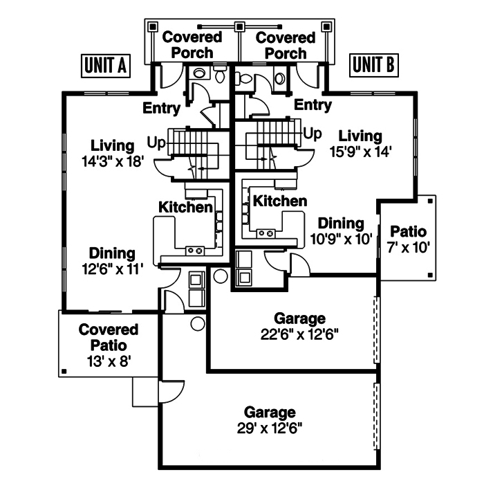 Floor Plan First Story of Multi-Unit Plan #108-1848