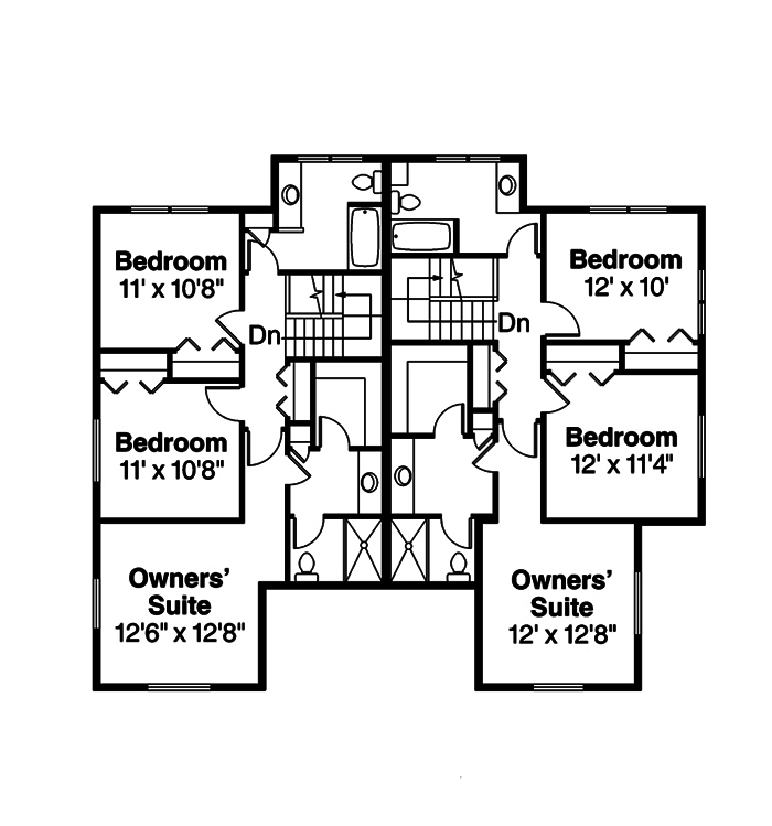 Floor Plan Second Story of Multi-Unit Plan #108-1848