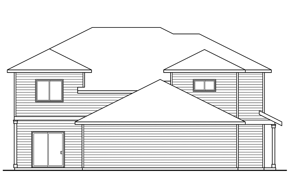 Home Plan Rear Elevation of this 3-Bedroom,1498 Sq Ft Plan -108-1848
