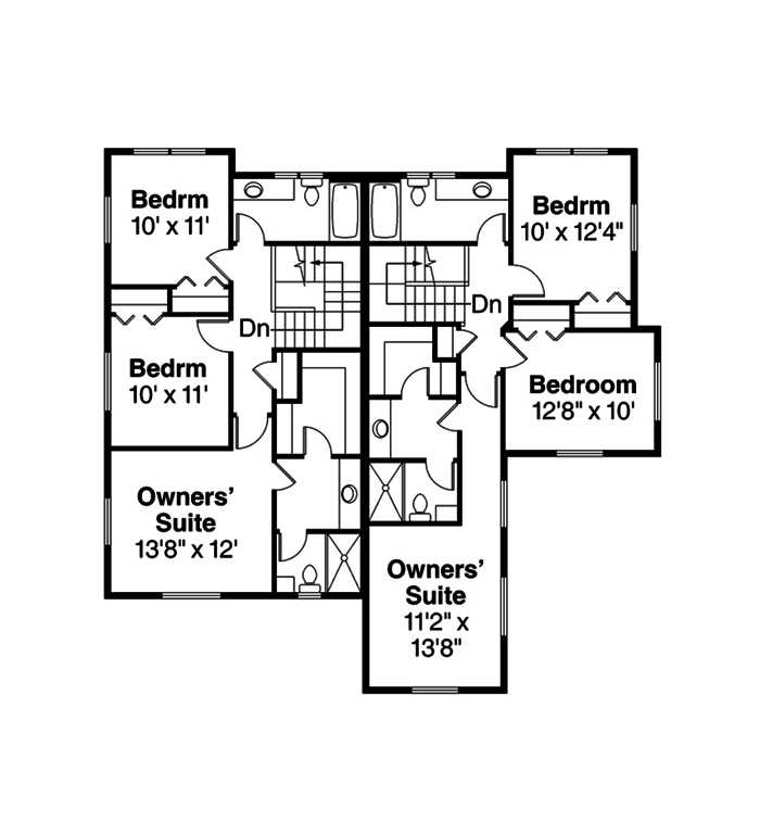 Floor Plan Second Story of Multi-Unit Plan #108-1849