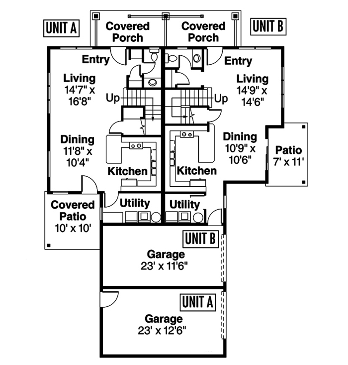 Floor Plan First Story of Multi-Unit Plan #108-1849