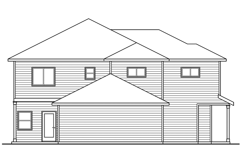 Home Plan Rear Elevation of this 3-Bedroom,1436 Sq Ft Plan -108-1849