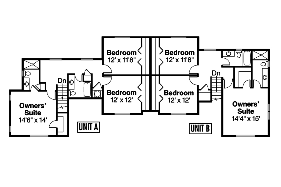 Floor Plan Second Story of Multi-Unit Plan #108-1850