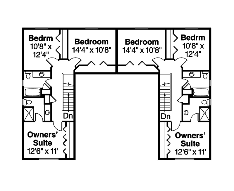 Floor Plan Second Story of Multi-Unit Plan #108-1851