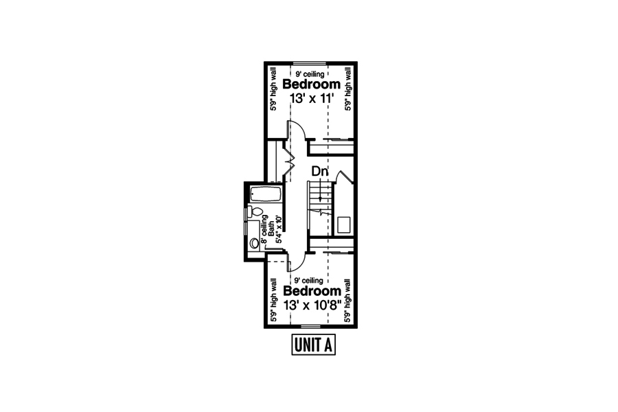 Floor Plan Second Story of Multi-Unit Plan #108-1852
