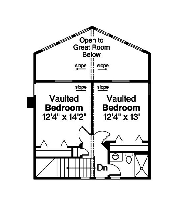 Floor Plan Second Story of Vacation Homes Plan #108-1853