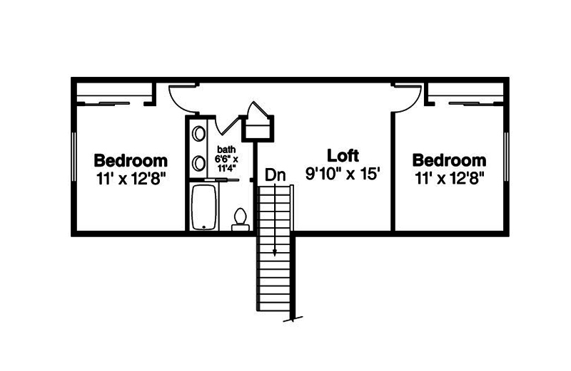 Floor Plan Second Story of Cottage Plan #108-1855