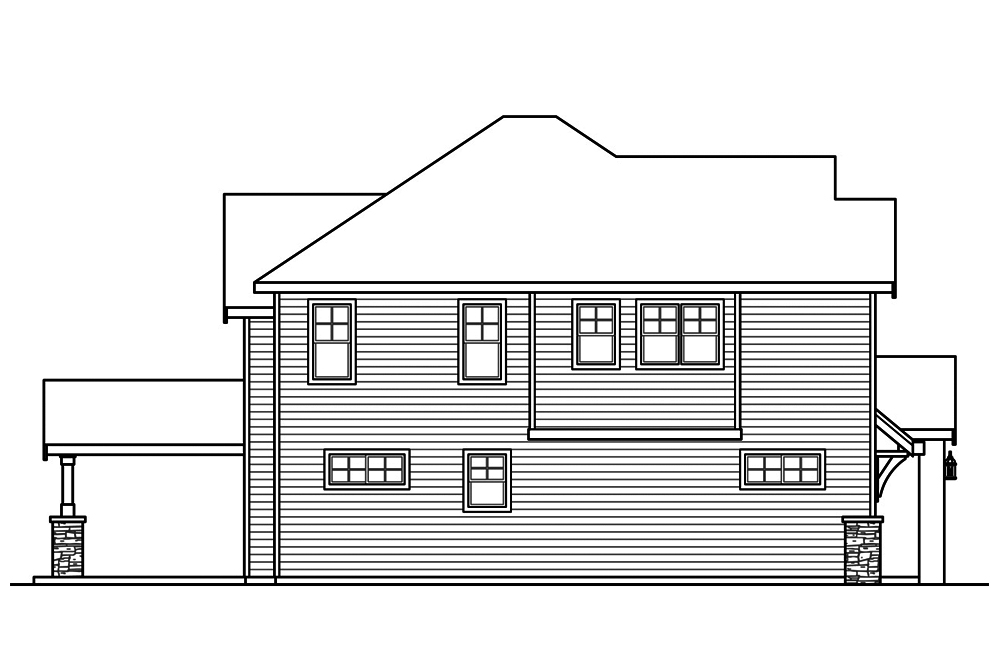 Home Plan Left Elevation of this 4-Bedroom,3316 Sq Ft Plan -108-1858