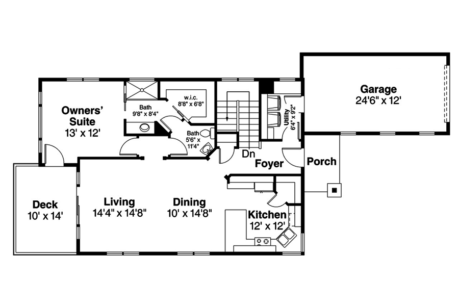 Floor Plan First Story of Country Plan #108-1861