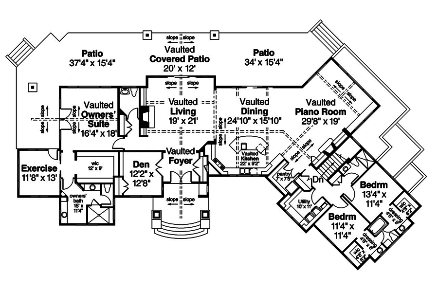 Floor Plan First Story of European Plan #108-1862