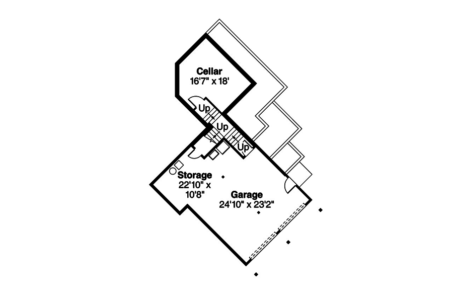 Floor Plan Second Story of European Plan #108-1862