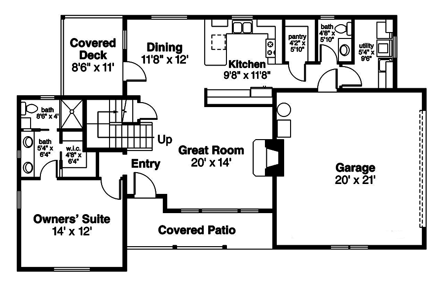 Floor Plan First Story of Country Plan #108-1864