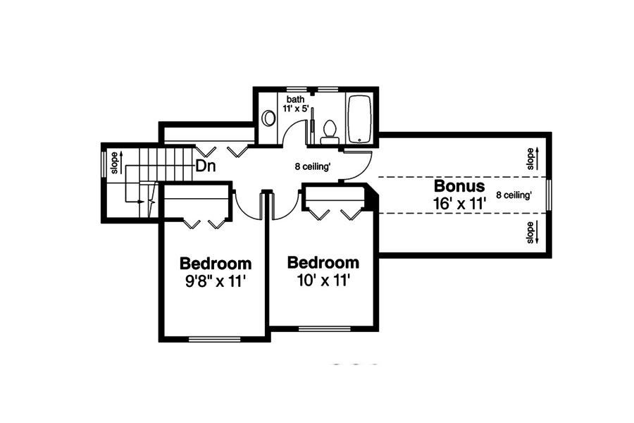 Floor Plan Second Story of Country Plan #108-1864