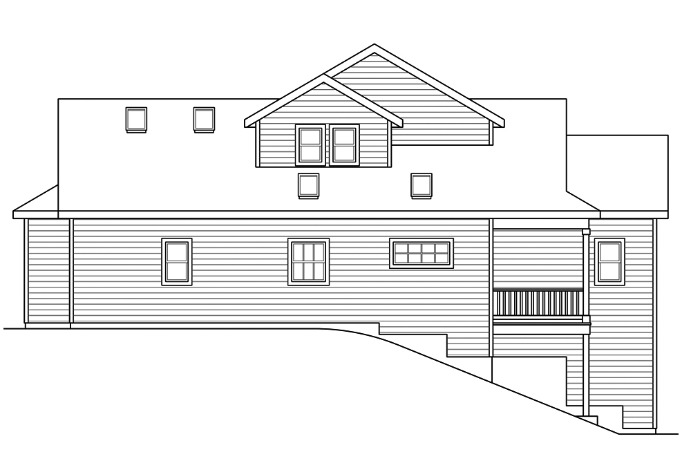 Home Plan Rear Elevation of this 3-Bedroom,1536 Sq Ft Plan -108-1864