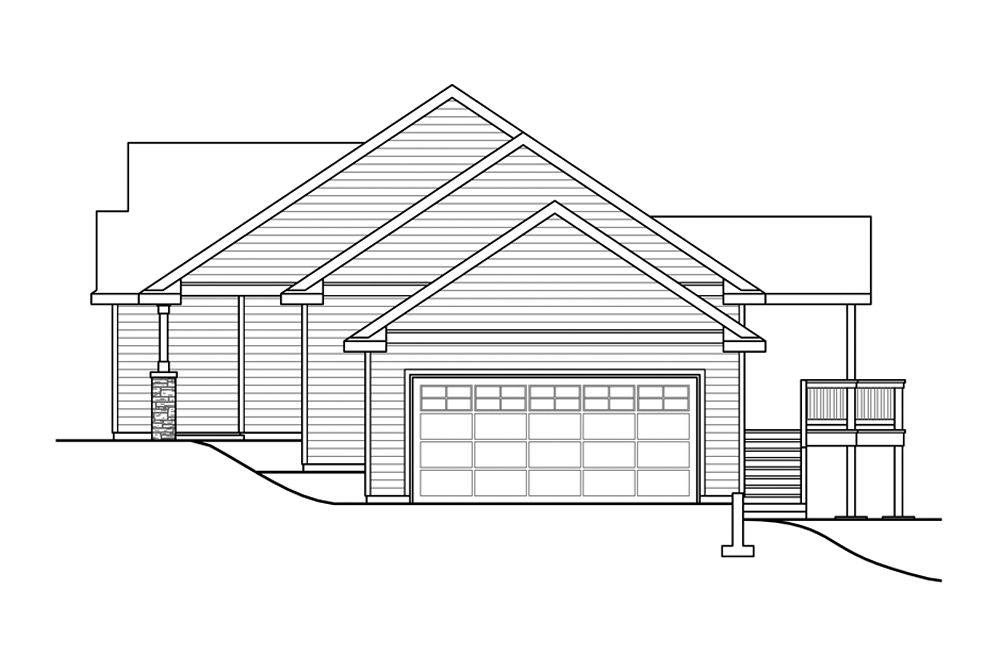 Home Plan Right Elevation of this 3-Bedroom,1682 Sq Ft Plan -108-1867